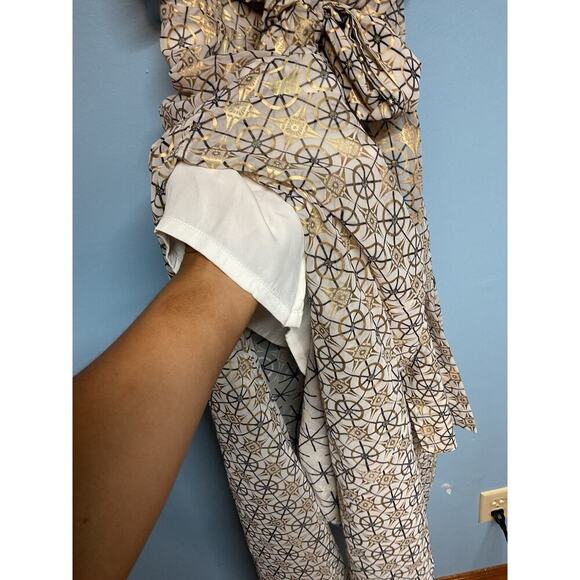 Sass & Bide Happiness Alright Maxi Dress Gold White geometric Sleeveless Gown - Picture 10 of 12